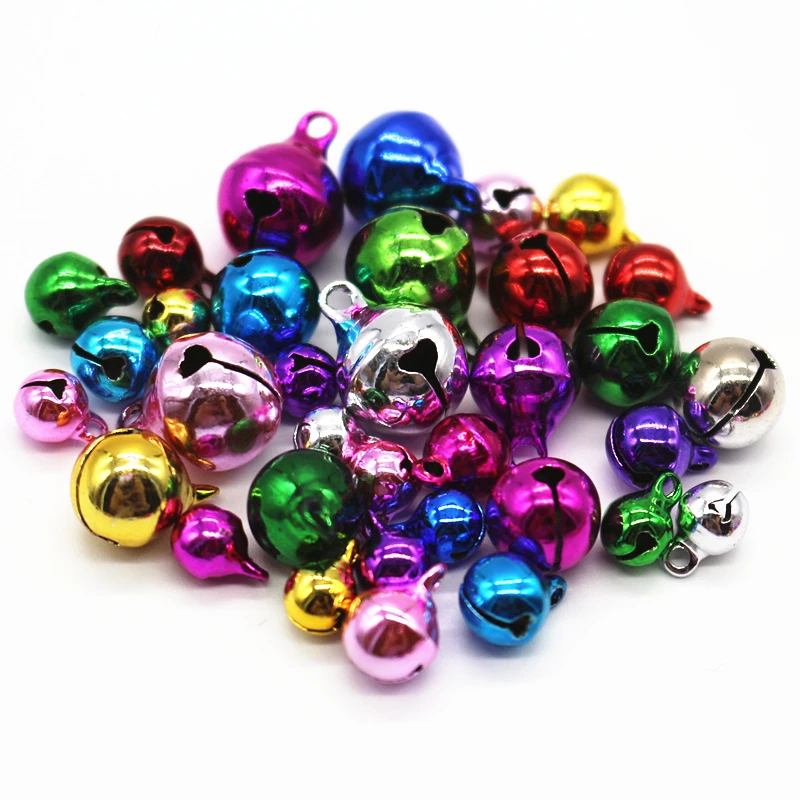 

6-12mm Mix Color 200pcs Jingle Bell Small Bells Copper Metal Fit Festival Jewelry Pendants Charm Bead&Christmas Decoration Bells