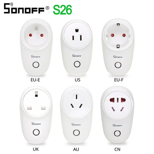 

SONOFF S26 US/UK/CN/AU/EU WIFI Smart Plug Power Socket Light Switch Outlet Timer 220V Wireless Remote Control Alexa Google Home