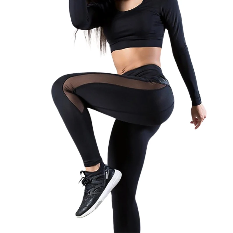 Сексуальные женские леггинсы из лоскутной сетки, черные спортивные штаны для тренировок размера плюс, спортивные штаны для фитнеса, весна-лето, женские штаны