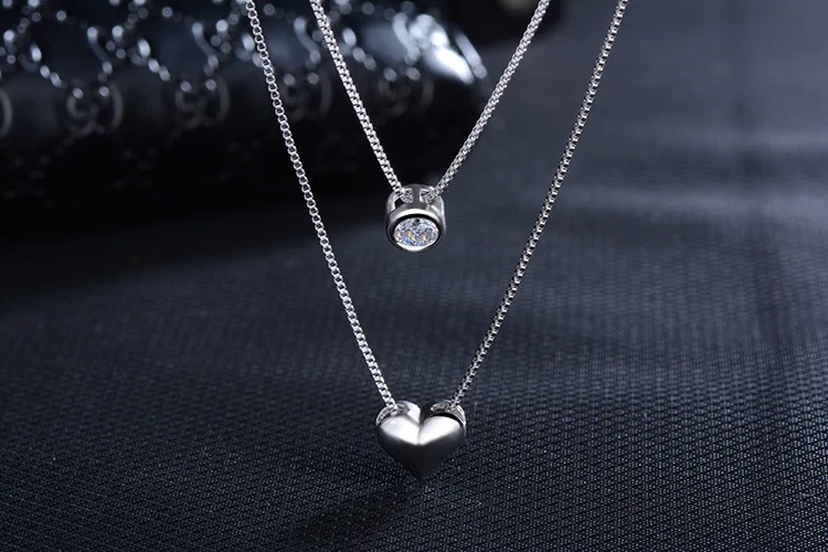 Простое 925 пробы Серебряное маленькое ожерелье-чокер в виде сердца для женщин, многослойное изящное CZ колье, маленькие подвески, ожерелье SN024