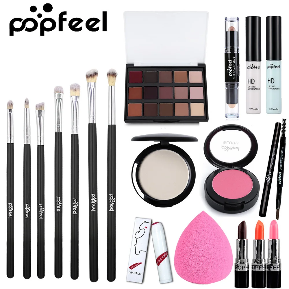 

Cosmetics Makeup Black Color Eyeliner Pencil 15 Colors Glitter Eyeshadow Lipstick blush Cosmetics Gift Set Tool Kit Makeup Gift