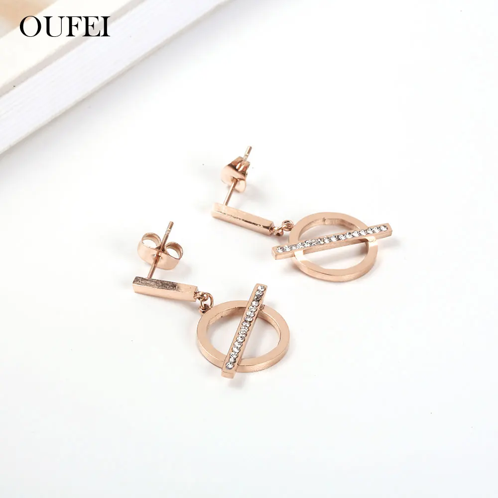 

OUFEI Rose Gold Cute Earrings For Women Stainless Steel Jewelry Woman Fashion Women's earrings 2019 Jewelry Accessories