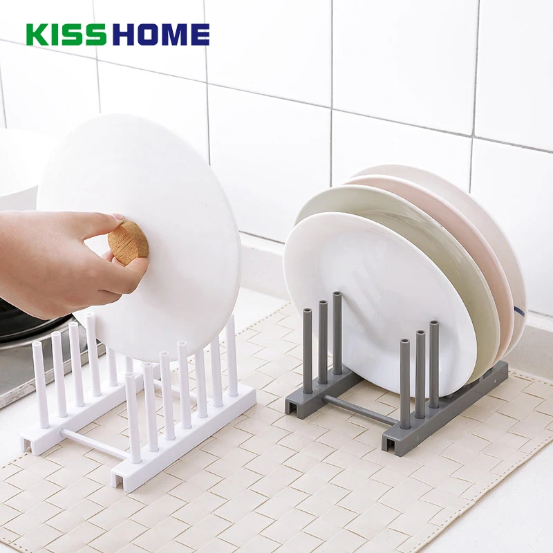 

2 Color Plastic Plates Drainer Water Holder Bowls Dishes Lids Storage Rack Pots Cups Display Book Shelf Kitchen Supplies