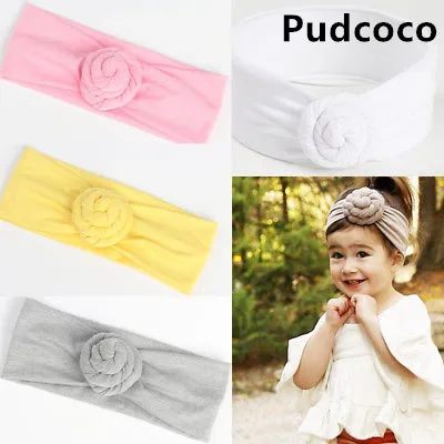 

2019 Cute Solid Kids Girls Baby Headband Knot Flower Hair Band Accessories Headwear Elastic Gift