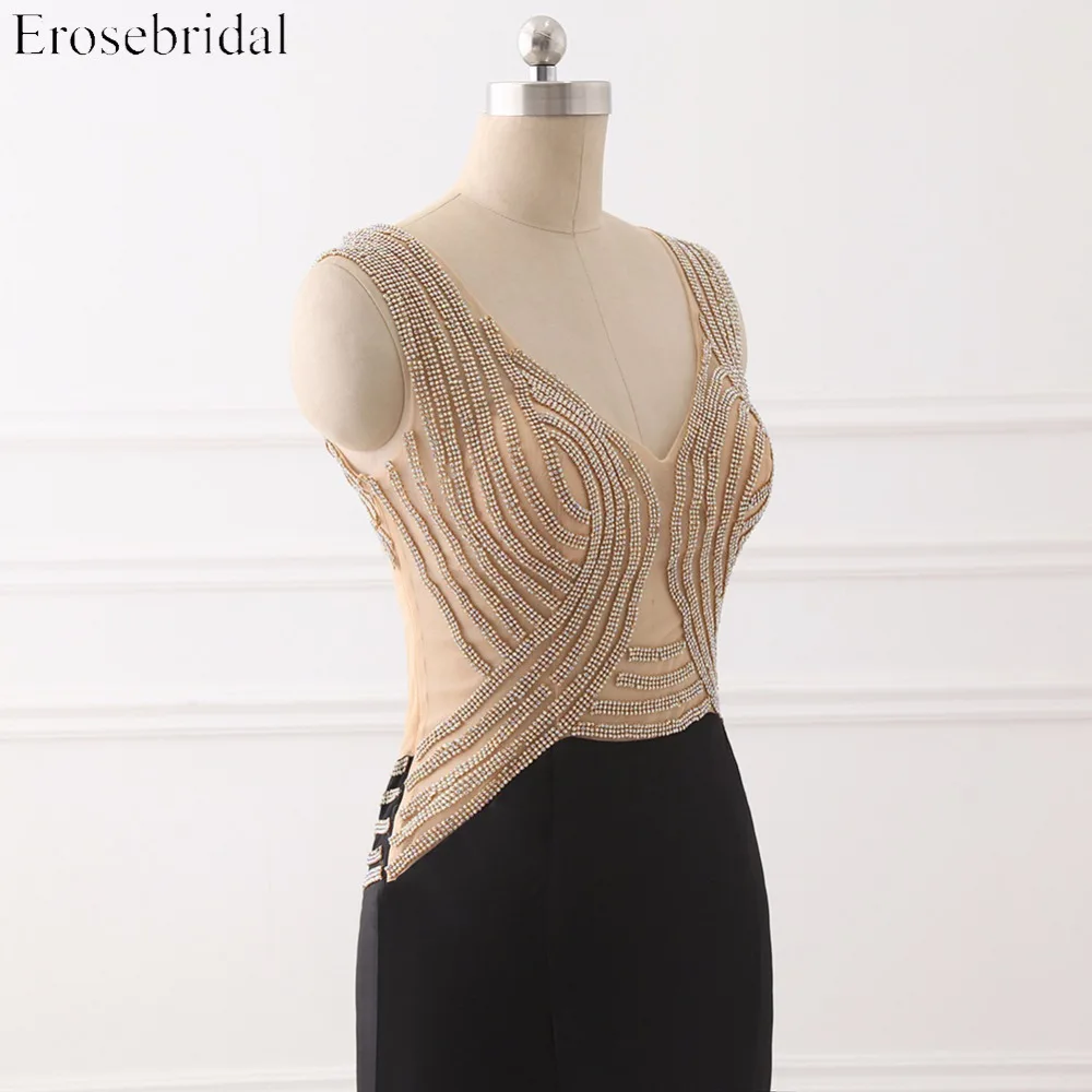 Черное иллюзионное вечернее платье Erosebridal Robe De Soiree сексуальное платье с вырезом на спине для официальных женщин vestido de festa ZCP91