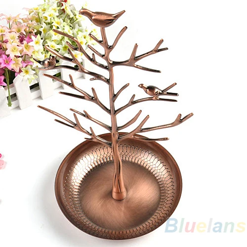 Винтажная подставка в виде птицы и дерева для ювелирных изделий сережек ожерелий