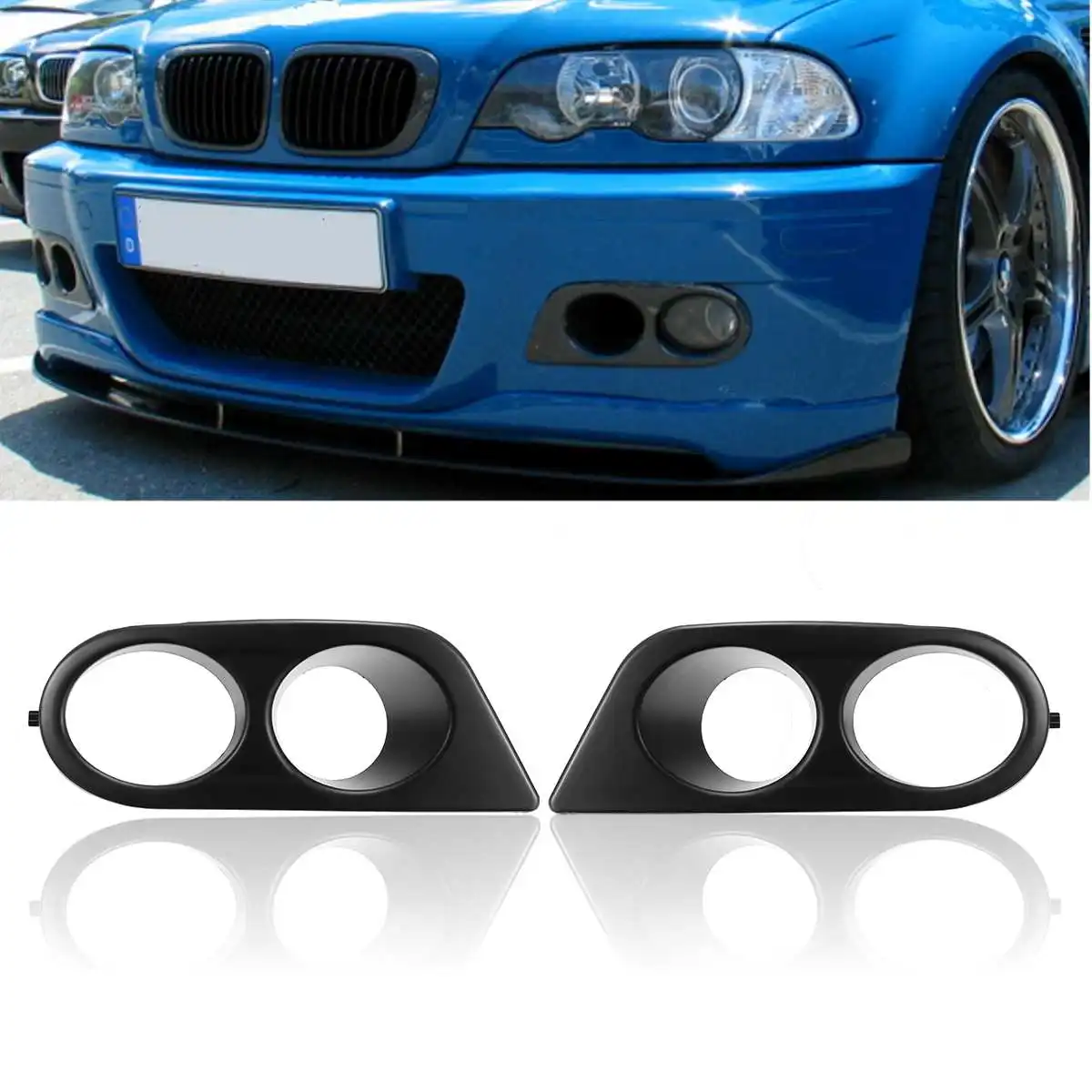 Для BMW E46 M3 2001 2002 2003 2004 2005 2006 автомобильный передний бампер противотуманный светильник крышка окружает воздуховод Стайлинг автомобиля - Цвет: Черный