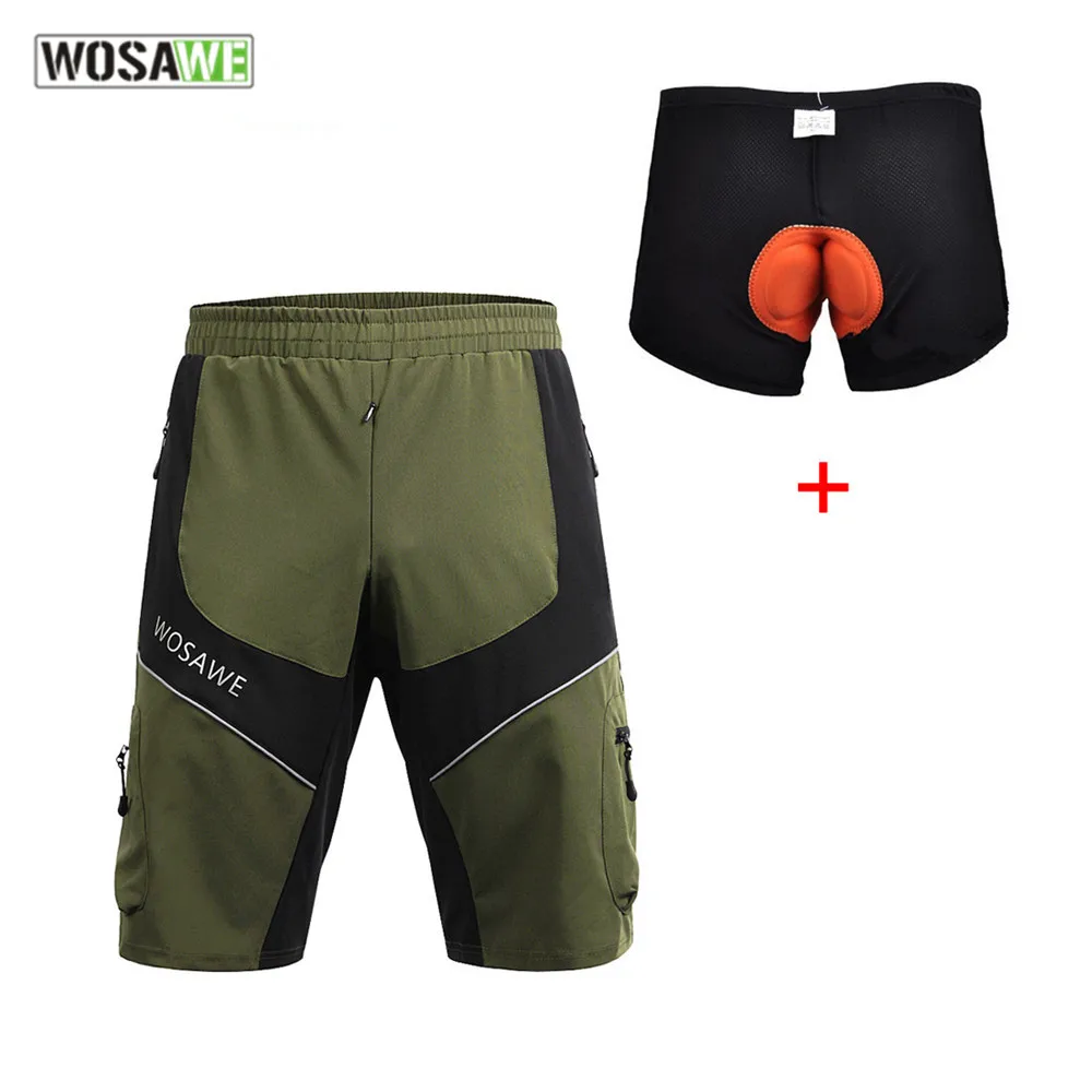 WOSAWE men summer motorcycle shorts with Gel Pad pockets soft quick dry