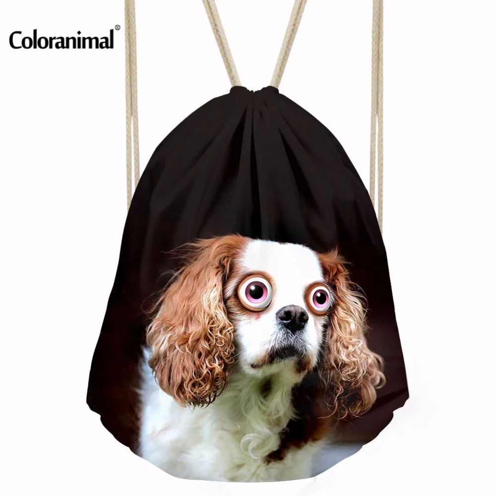 Coloranimal Собака печати softback мужские мешки Drawstring Симпатичные бульдог рюкзак женские повседневные 3D принт дважды обернуть сумка