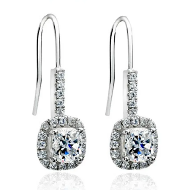 Whole Earrings 2ct Sterling Silver Cushion Engagement Drop Whole Earrings 2ct Sterling Silver Cushion Engagement Drop Synthetic Diamonds Dangle Women Jewelry Earring