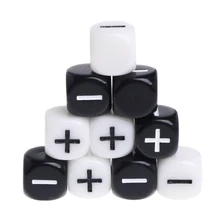 Preto e branco multicolorido acrílico cubo dados contas seis lados jogos de mesa portátil brinquedo mais e menos