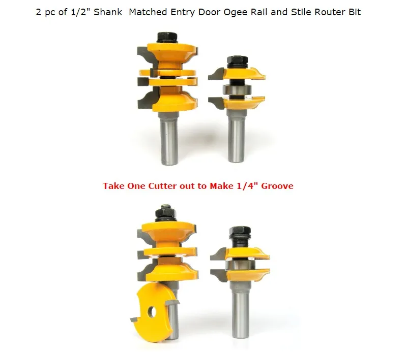 2 шт 1/" хвостовик ввода и межкомнатной двери Ogee соответствует R& S маршрутизатор Набор бит-CHWJW