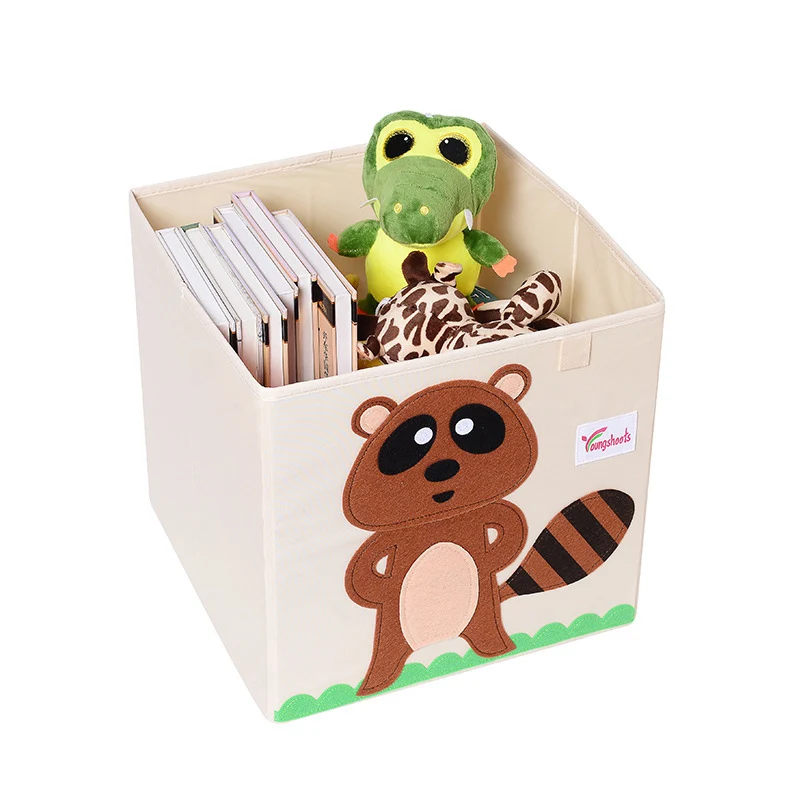 Вышивка мультфильм коробка для хранения детская одежда игрушки книга складной органайзер для хранения большая корзина для хранения белья коробки для хранения мелочей - Цвет: raccoon