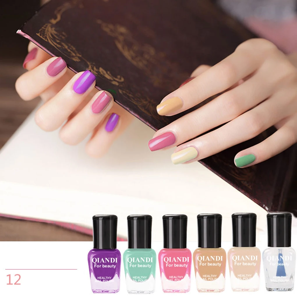 

6PCS/Set Pure Color Nail Polish 30ml Peel Off Water-based Varnish Lacquer Nude Nail Art Polish
