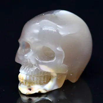 

2.27"BRAZIL CRYSTAL AGATE Handmade Carved Crystal Skull Crystal Realistic Crystal Healing Furnishing Articles Figurine TB31