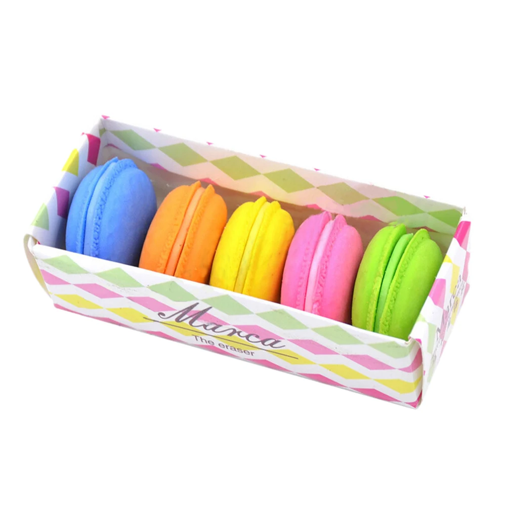 5Pcs/lot Novelty Macaron Rubber Eraser Creative Kawaii Stationery