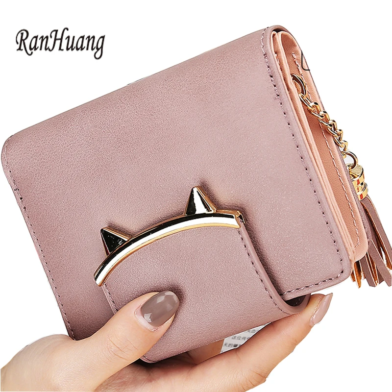 

RanHuang New 2017 Women Short Wallet Girls Cat Ear Cute Wallet High Quality PU Leather Purse Card Holder portafoglio donna A683