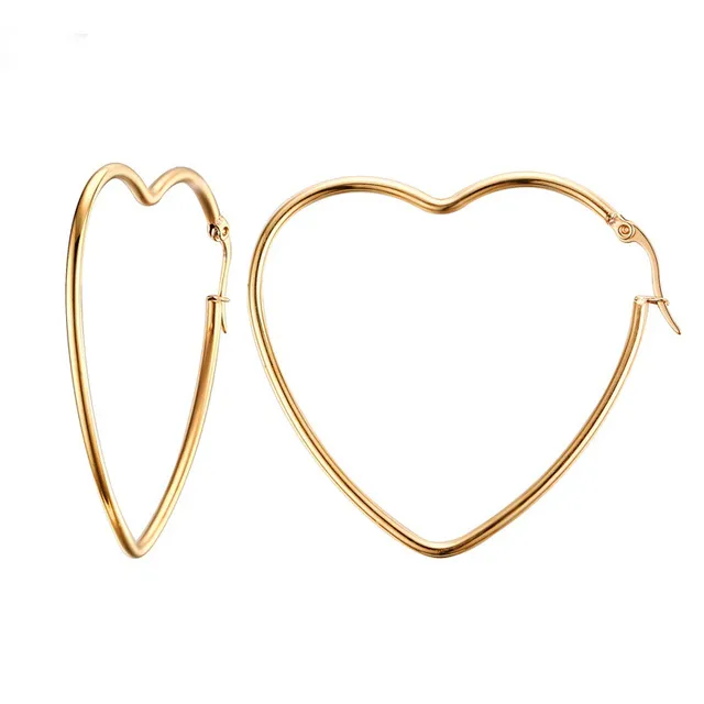 Linsoir 2017 New Gold Color Love Heart Earrings Hoop For Women Linsoir 2017 New Gold Color Love Heart Earrings Hoop For Women Stainless Steel Round Statement