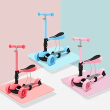 The newest 3 in 1 Scooter for children baby walker removable SEAT three-wheel children adult Kick Scooter folding infant shining scooter children to the 2 3 6 10 years old children three round folding scooters flash slide block toys