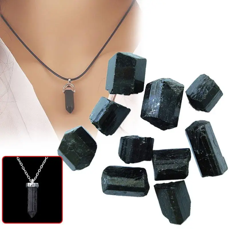 

100g/pack Handmade Natural Black Tourmaline Crystal Stone DIY Pendant Stones Art Decoration Crafts Stone Home Decor