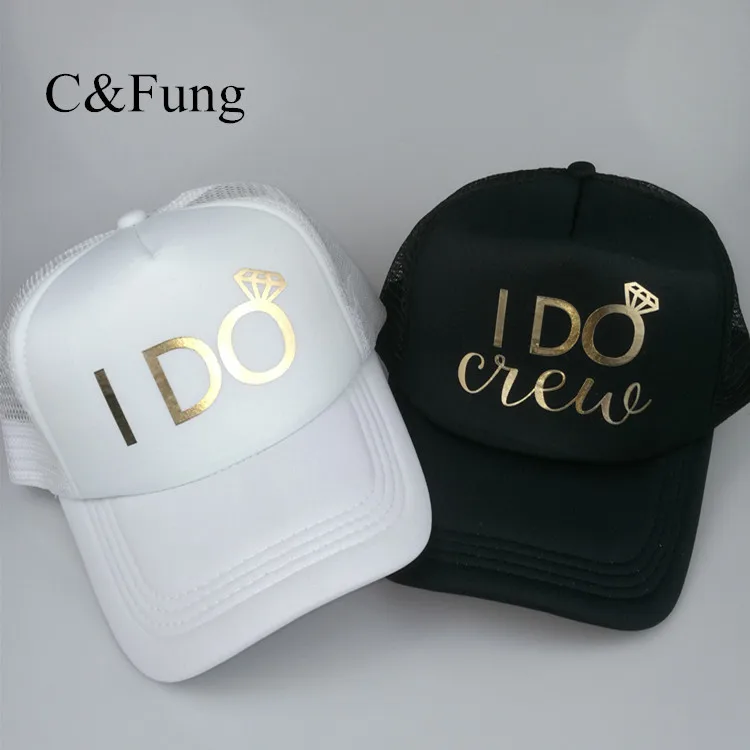 C& Fung I Do Crew Trucker Шляпы золотые буквы I DO сетчатая шляпа Свадебный отряд "невеста" Свадебные вечерние сувениры команда шляпа подружки невесты подарок