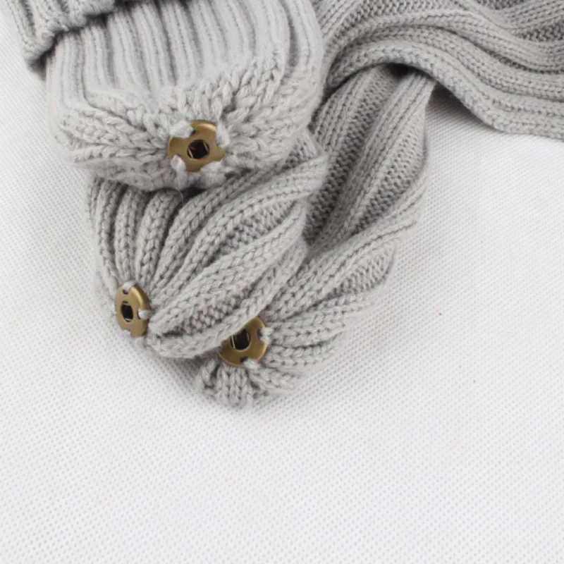 Детский искусственный помпон из меха енота вязанные шарф и шапка, комплект из искусственного меха кролика, шарф с помпонами и шапка с меховым помпоном