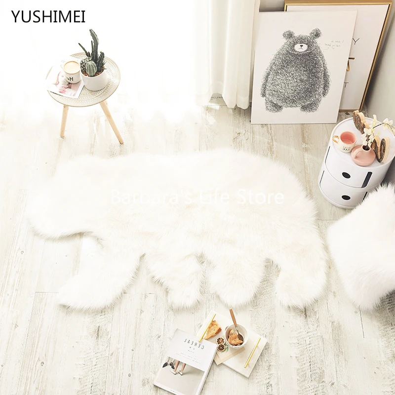 

Polar Bear Shaggy Long-haired Carpet white Faux Fur Rugs and mats For Living Room Floor Warm Artificial Home Decor Carpets