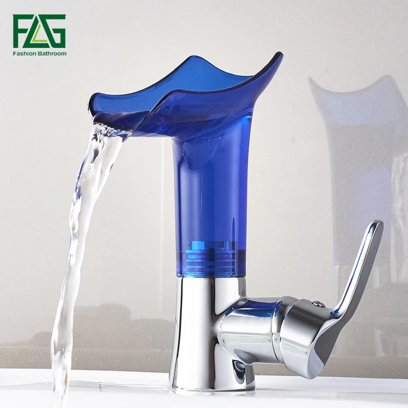 

FLG Basin Faucets Waterfall faucet for Bathroom Basin Mixer Tap Single Handle Sink Mixer Tap Deck Mounted Bathroom Torneiras