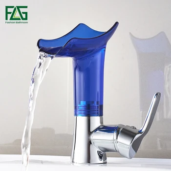 FLG Basin Faucets Waterfall faucet for Bathroom Basin Mixer Tap Single Handle Sink Mixer Tap Deck Mounted Bathroom Torneiras double handles 3pcs waterfall chrome polished basin faucets deck mounted