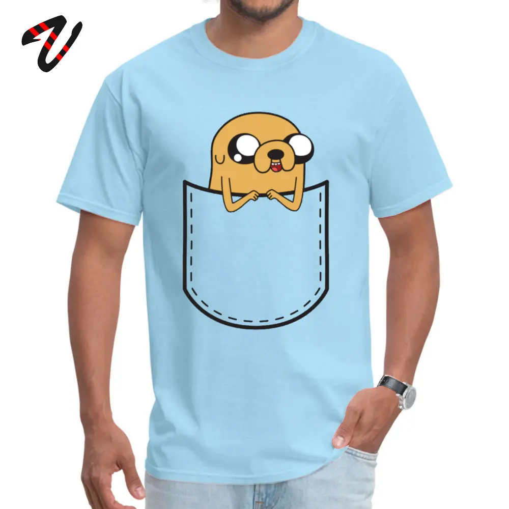 Adventure Time Pocket Jake Retro Men Top T-shirts O Neck Short Sleeve 100% Cotton Tops Shirts Normal Top T-shirts Adventure Time Pocket Jake 963 light