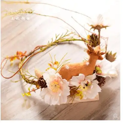 Модные аксессуары для волос невесты Подиум сцена индивидуальность креативное Рождественское украшение оленьи рога филиал корона
