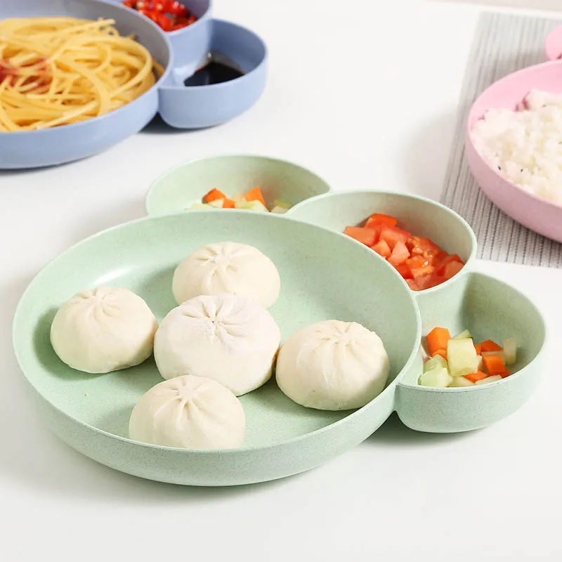 

Cartoon Baby Bamboo Tableware Solid Feeding Mickey Dishes Baby Bowl Plate Food Feeding Dinnerware Set Plates for Children