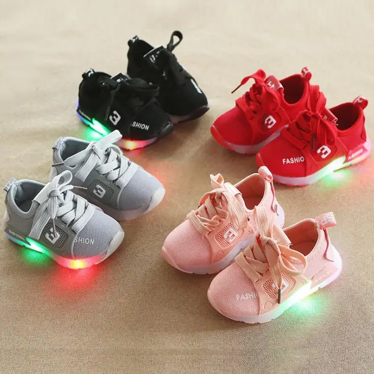 

Brand Spring Autumn Children's Glowing Sneakers Kids Mesh Led Shoes Chaussure Enfant Girls Boys Shoes With LED Light