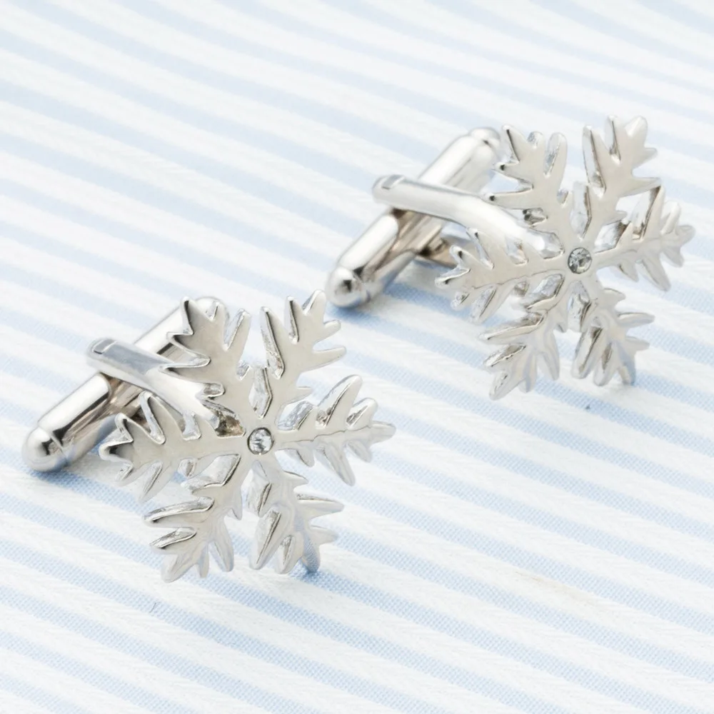 

Vagula New Silver-Color Plating Snowflake Cufflinks Funny Cuff links Wedding Men's cufflinks French Shirt Cuff link 711