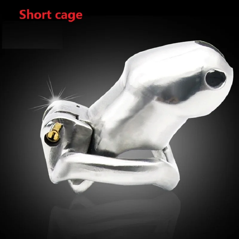 

New deisn Short Steel Male Lock cage Male chastity man birdlock male cages bound chastity device cage lock penis bondage
