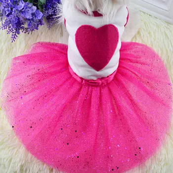 

Cute Pet Dog Dress Bling Princess Love Clothes Flower Supplies Fashion Lace Cat Dog Dress Spring Summer Puppy Skirt Pet