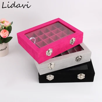 

Lidavi Jewelry Display Velvet Transparent Glass Tray Necklace Display Box Jewellry Organizer Box Bead Container Storage Supplies