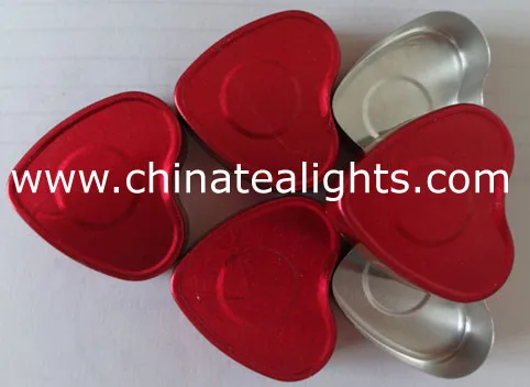aluminium tealight cup heart shape red color heart shaped tea light cups