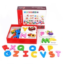 Детские деревянные игрушки головоломки 26 ABC английские буквы орфографические карты волшебные слова овощи и фрукты Обучающие карты Дошкольное раннее игрушка