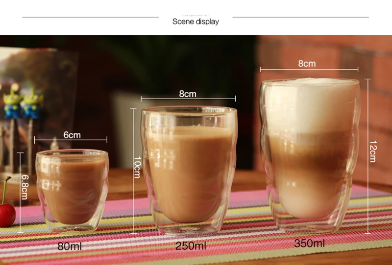 250ML 350ML Double Wall Glass Insulate Transparent Glass Coffee Cup for Water Drinking Milk Tea Wine Whiskey Juice Glasses