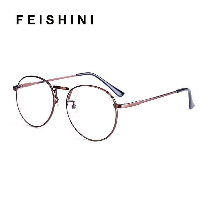 Computer Round Frame Print Glasses Women Rays Radiation Gamin Eyewear Frames Metal Unisex Anti Blue Light Glasses Men Optical