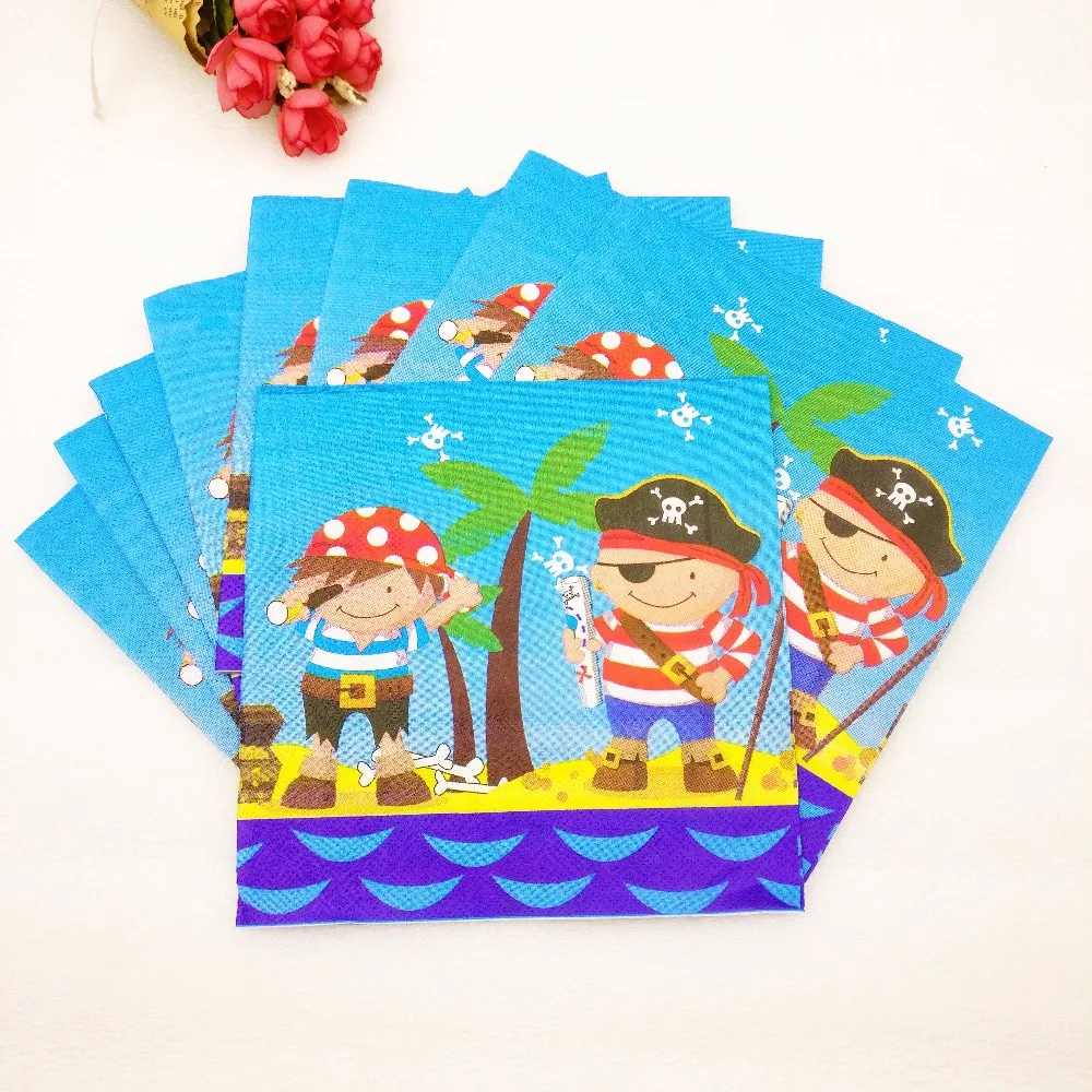 

10pc/bag Cute Cartoon Pirates Party Supplies Paper Napkin Birthday Party Decoration And Party Supplies For Kids Pirates Napkin