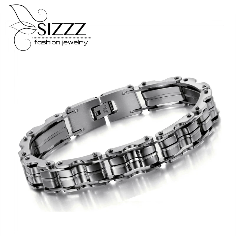 Sizzz 23 см длинные 12.5 мм шириной ювелирные изделия новые ювелирные изделия классический мужской подарок браслет из нержавеющей стали и Браслеты