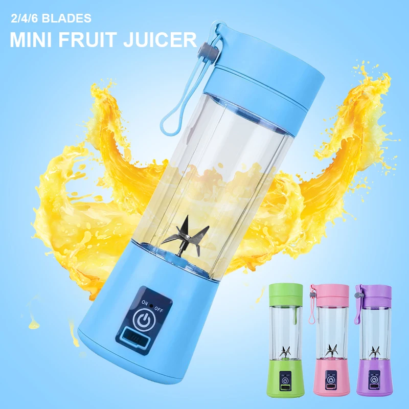 

380ml USB Rechargeable Blender Mixer Mini Portable Electric 6 Blades Household Blender Mini Extractor Juice Machine Fruit Juicer