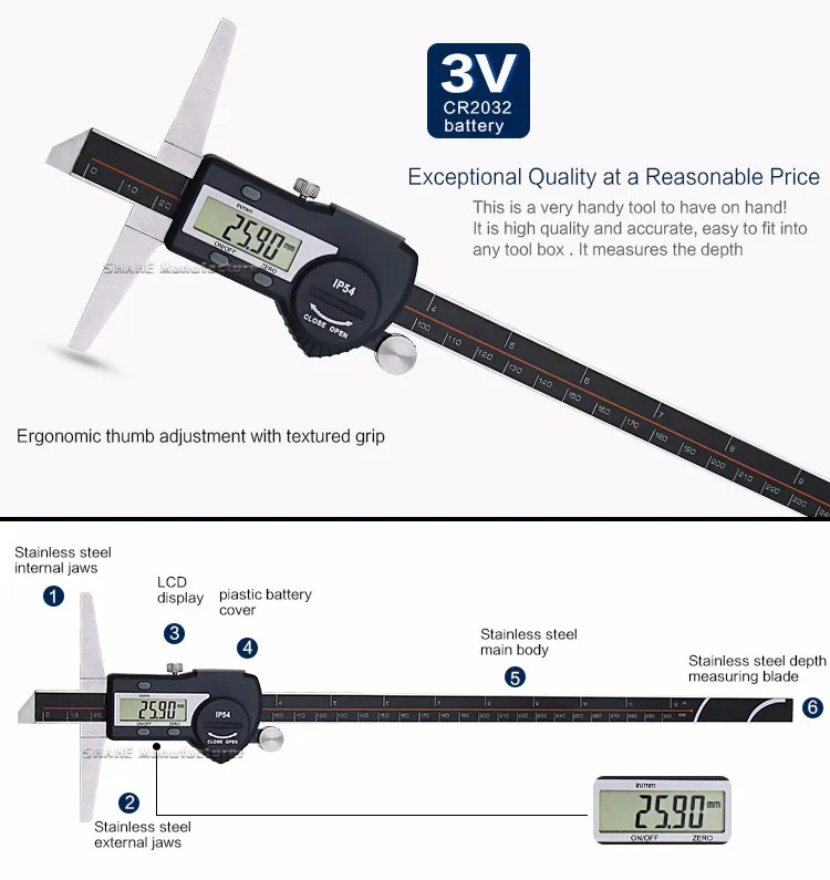 0-300 мм 12 дюймов цифровой штангенциркуль lcd штангенциркуль цифровой глубиномер из нержавеющей стали Штангенциркули измерительные инструменты
