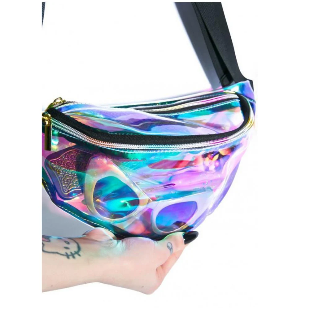Женская модная сумка из искусственной кожи с лазером, сумка на одно плечо, сумка на талию, спортивная сумка в стиле панк