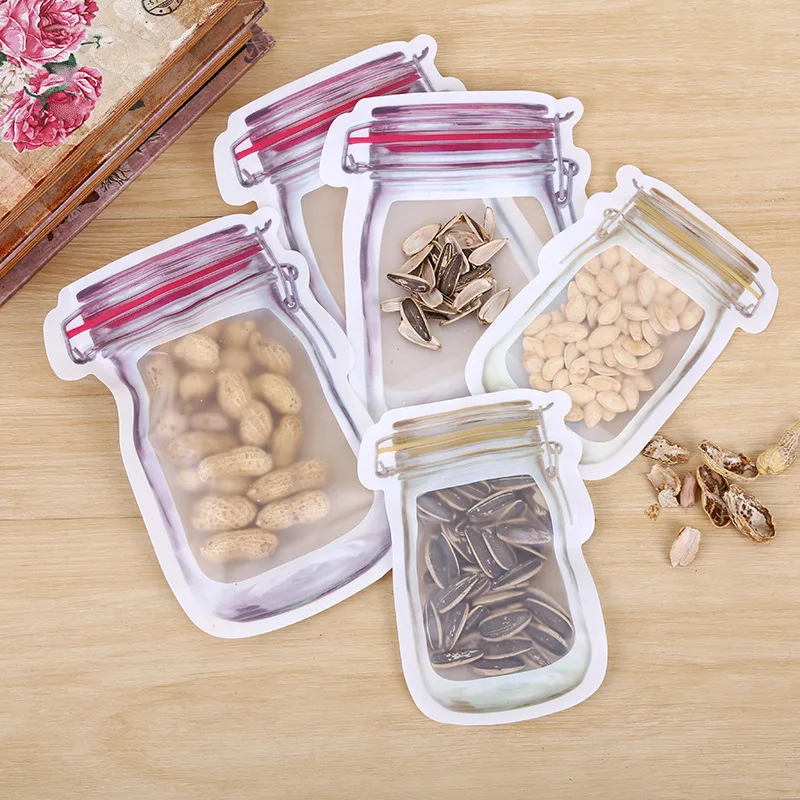 

10pcs Kitchen Gadgets 2018 Mason Jar Pattern Food Saver Storage Bags Kitchen Accessories Snacks Fresh Storage Bags Kitchen Tools