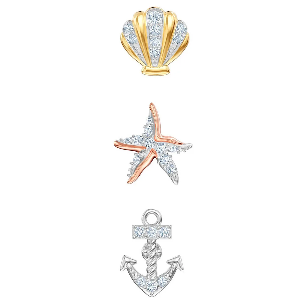 

SWA RO 2019 SWA New OCEAN Pierced Earrings Shining Shells, Starfish. Anchor Crystal Stud Earrings for Lovers Romantic Gifts