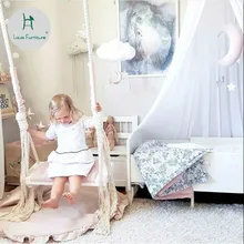 Скандинавское детское подвесное кресло, украшение детской комнаты, развлечения из твердой древесины, Хлопковый Канат