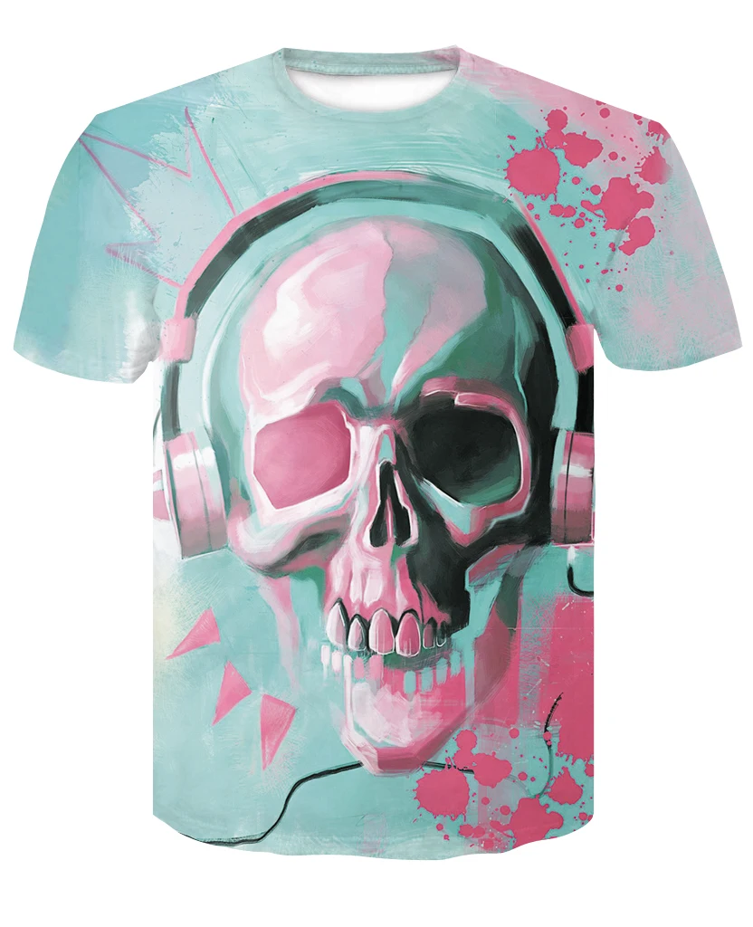 

New fashion summer men's and women's printed t-shirts, 3D skull print hip-hop casual men's sportswear tops